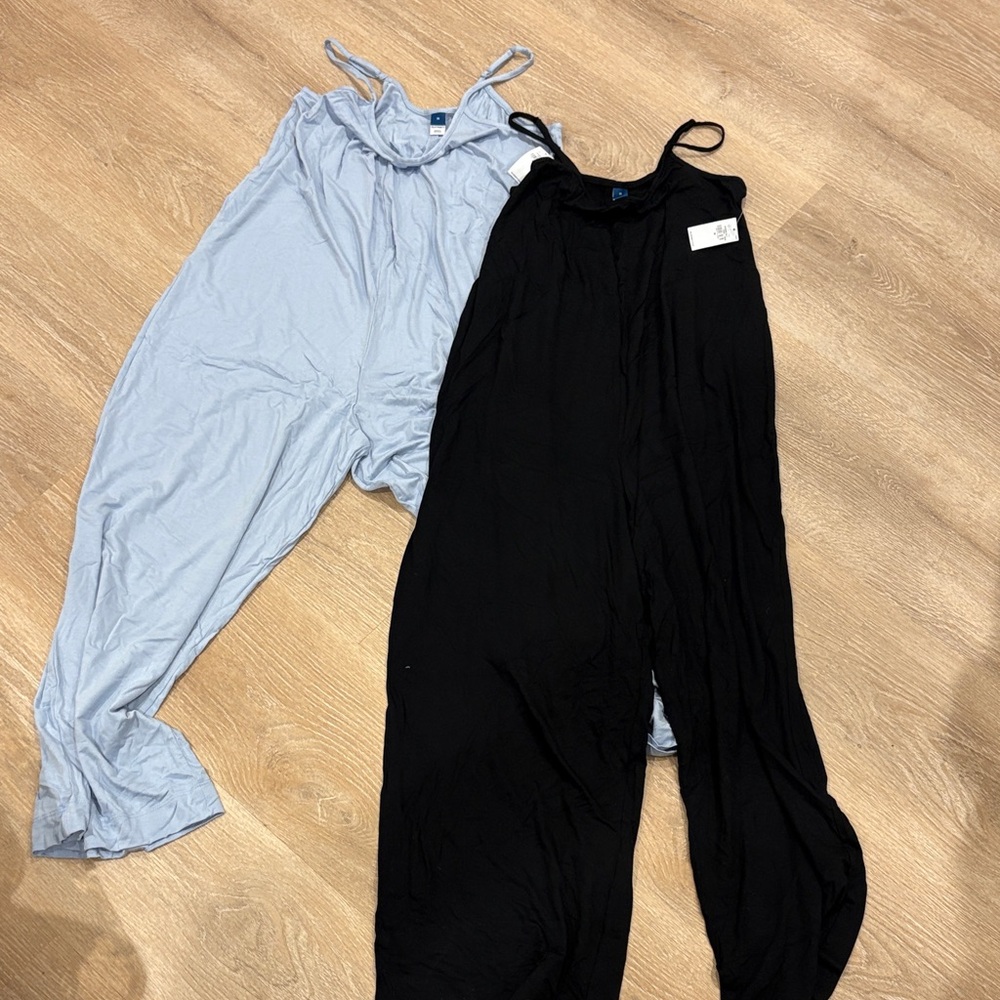 Bundle of 2 Old Navy Sunday Sleep Knit Jersey Jumpsuit NWT blue and black